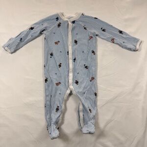 Polo Ralph Lauren Baby Boy Striped Polo Bear Footed Coverall 6M